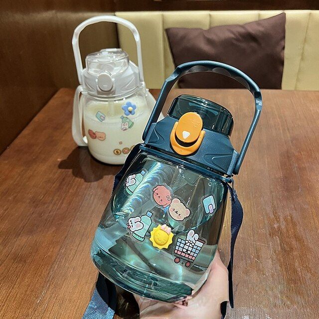 Women Large-capacity Straw Cup Boys , Big Belly High-value Net Red Summer Plastic Water Cup 2022 New Water Bottle
