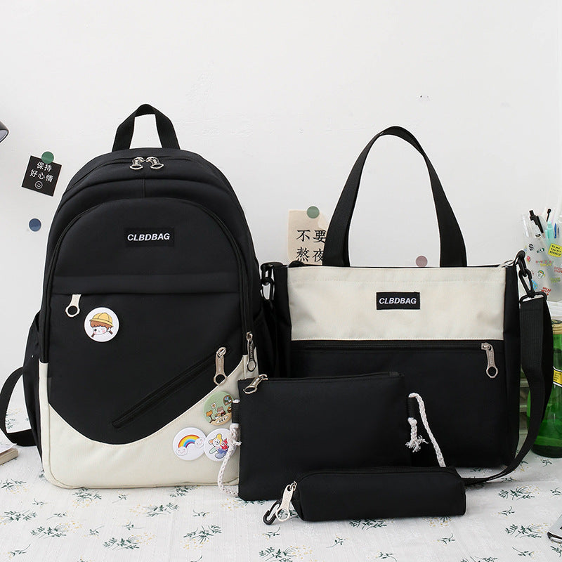 School Bag Female Korean Version High School Students Lightweight All-match Junior High School Students Backpack Large-capacity Campus Primary School Students Backpack Tide