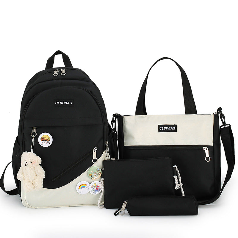 School Bag Female Korean Version High School Students Lightweight All-match Junior High School Students Backpack Large-capacity Campus Primary School Students Backpack Tide