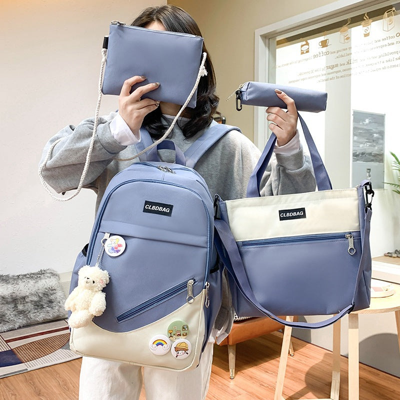 School Bag Female Korean Version High School Students Lightweight All-match Junior High School Students Backpack Large-capacity Campus Primary School Students Backpack Tide