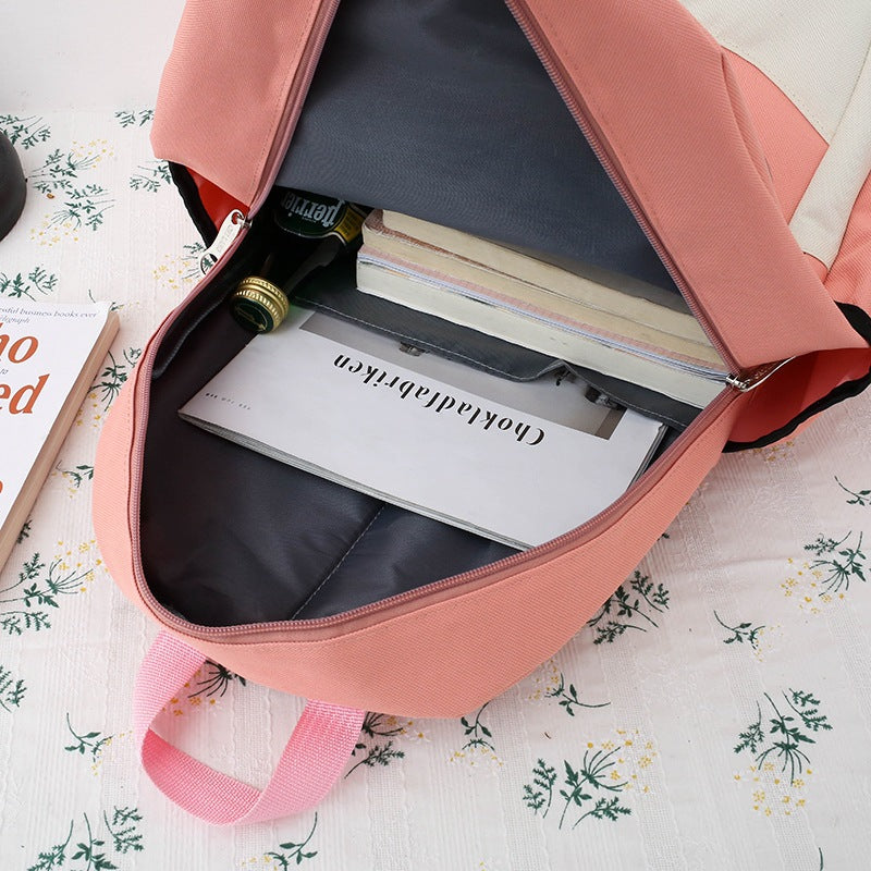 School Bag Female Korean Version High School Students Lightweight All-match Junior High School Students Backpack Large-capacity Campus Primary School Students Backpack Tide