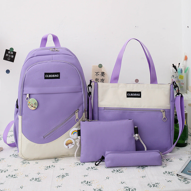 School Bag Female Korean Version High School Students Lightweight All-match Junior High School Students Backpack Large-capacity Campus Primary School Students Backpack Tide