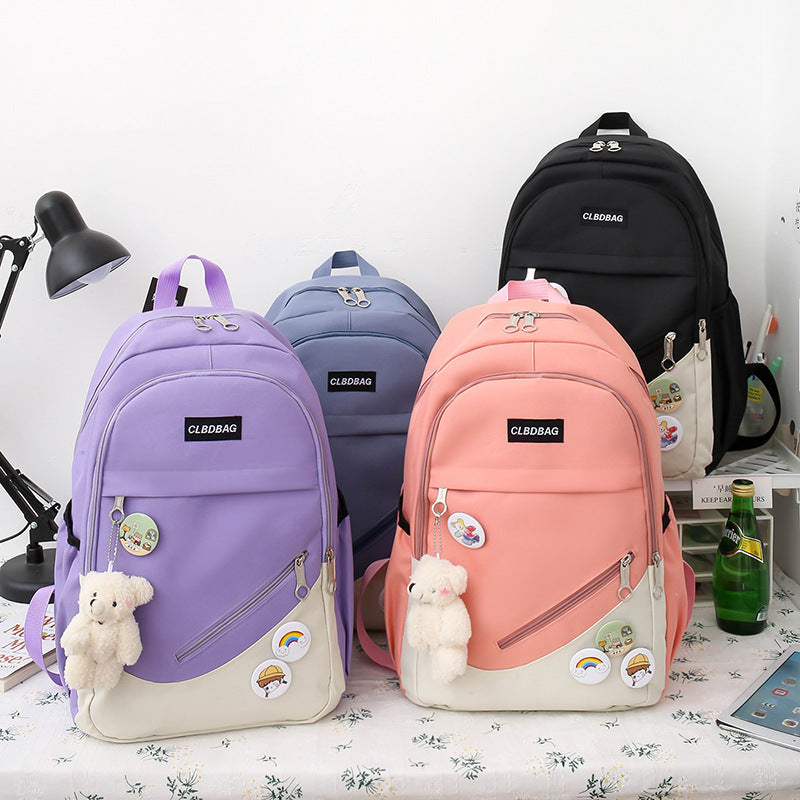 School Bag Female Korean Version High School Students Lightweight All-match Junior High School Students Backpack Large-capacity Campus Primary School Students Backpack Tide