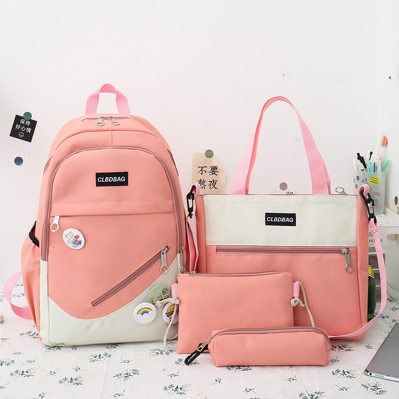 School Bag Female Korean Version High School Students Lightweight All-match Junior High School Students Backpack Large-capacity Campus Primary School Students Backpack Tide