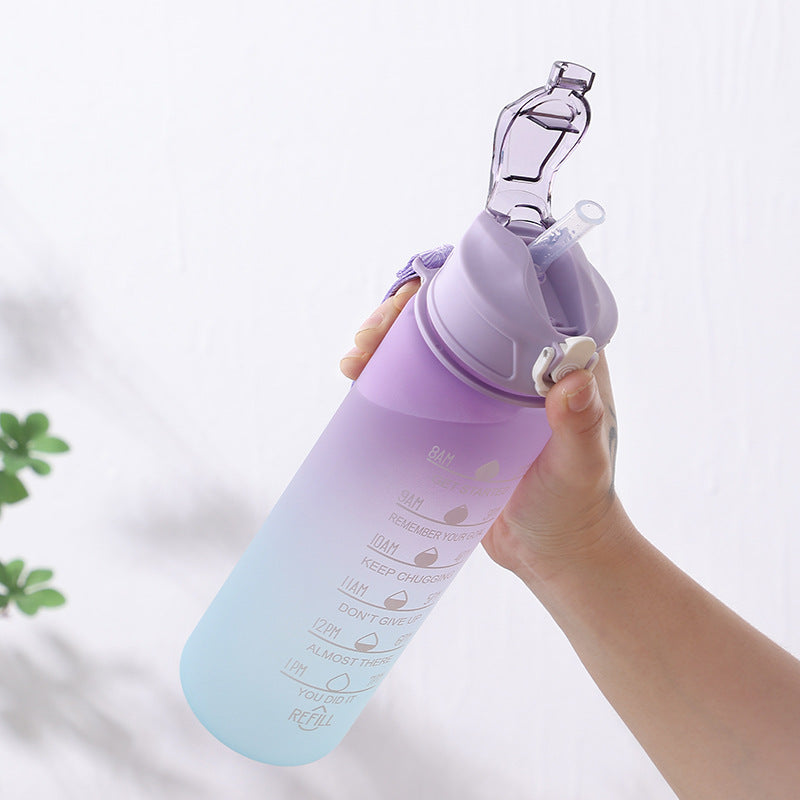 MotiveFlow 750ml Gradient Water Bottle: Vibrant Colors and Inspiring Labels