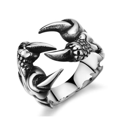 Men's Domineering Open Dragon Claw Ring Punk Chrome Jewelry Titanium Steel Dragon Claw Heart Party Rings For Men