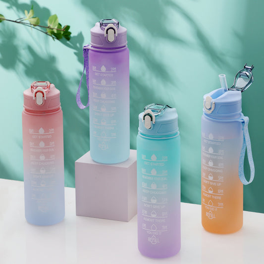 MotiveFlow 750ml Gradient Water Bottle: Vibrant Colors and Inspiring Labels